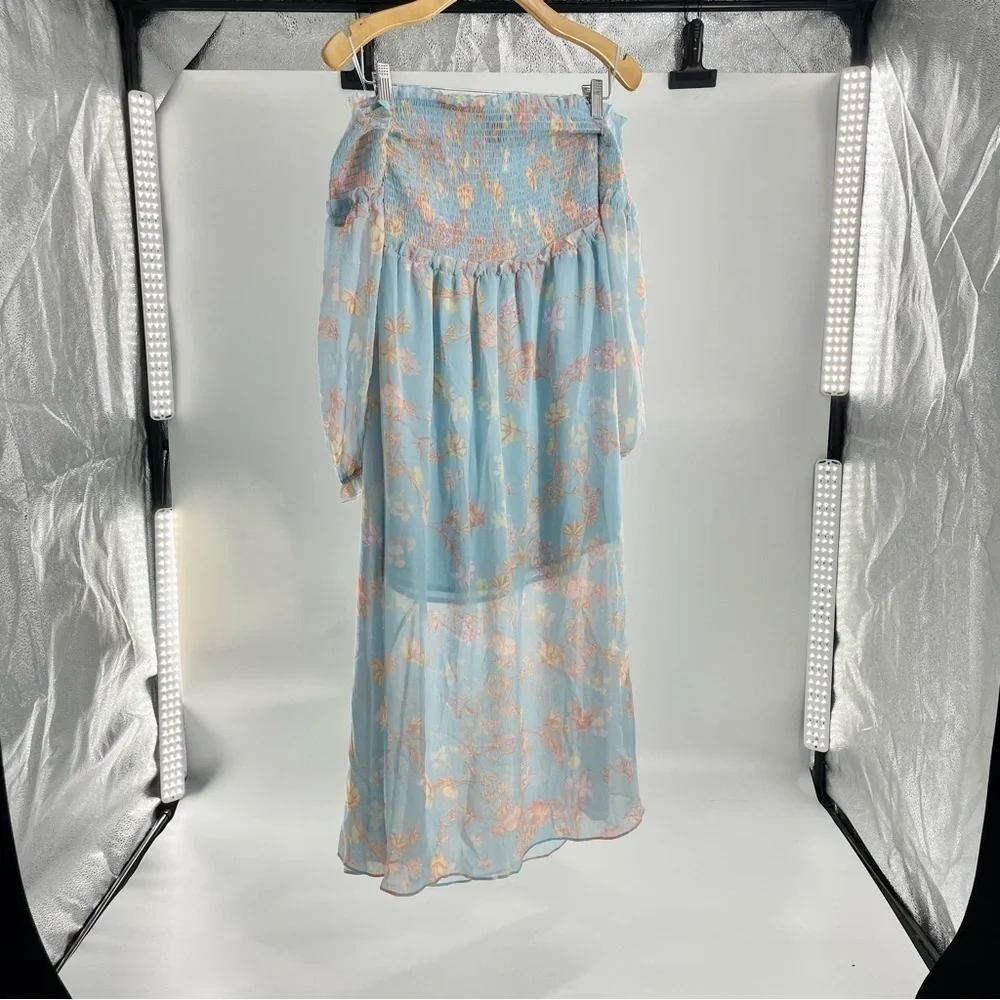 NWT FRENCH CONNECTION Women's Diana Off-The-Shoulder Midi Dress Blue Floral 4 - Picture 10 of 11